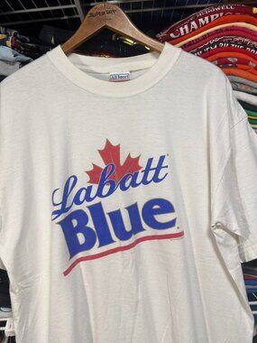 Vintage Labatt blue Canadian beer t shirt white